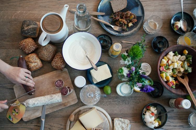 Frühstückstisch von oben