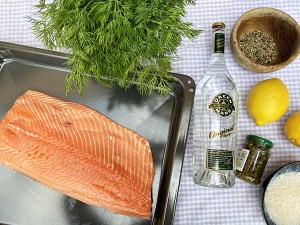 Zutaten für geäucherten Lachs mit Vodka